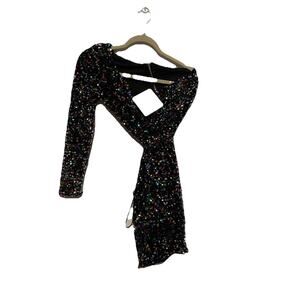 Love & Lemonade Multicolor Rainbow Sequined One Sleeve Cocktail Dress SZ Small